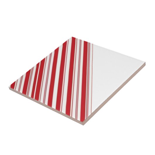 Carreau de céramique rayé rouge et blanc (Côté)