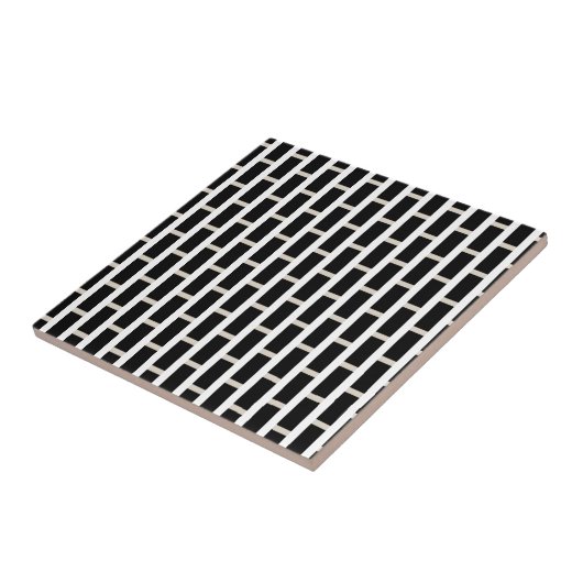 Carreau de céramique rayure noire et beige (Côté)