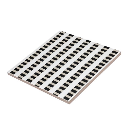 Carreau de céramique rayure noire et beige (Côté)