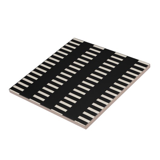 Carreau de céramique rayure noire et beige (Côté)