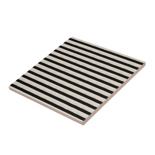 Carreau de céramique rayure noire et beige (Côté)