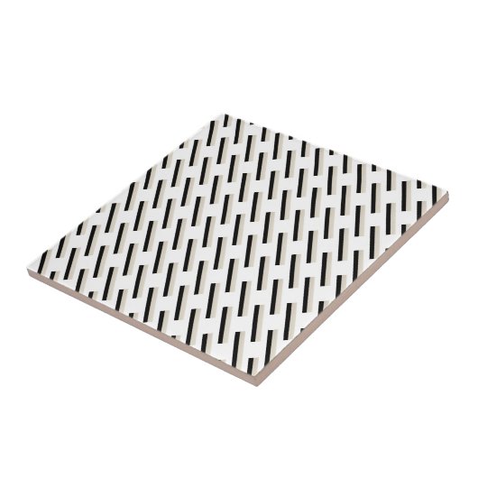 Carreau de céramique rayure noire et beige (Côté)