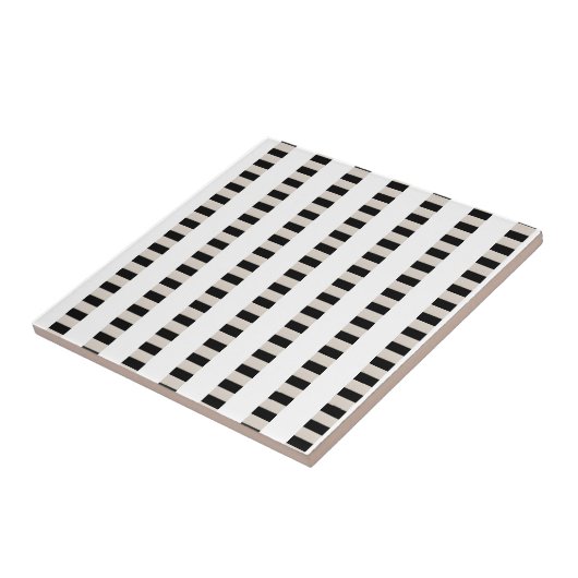 Carreau de céramique rayure noire et beige (Côté)