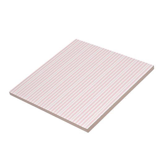 Carreau de céramique rayure rose et blanche (Côté)