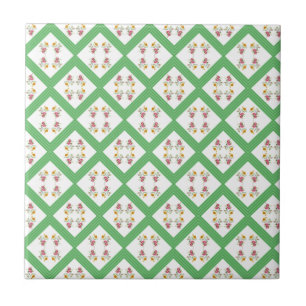 Carreau de céramique Rayure verte Floral