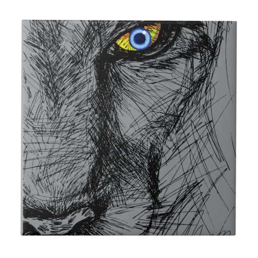 Carreau de céramique Regard de tigre (Devant)