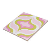 Carreau de céramique rétro rose vert blanc (Côté)