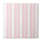 Carreau de céramique rose et blanc rayé (Devant)