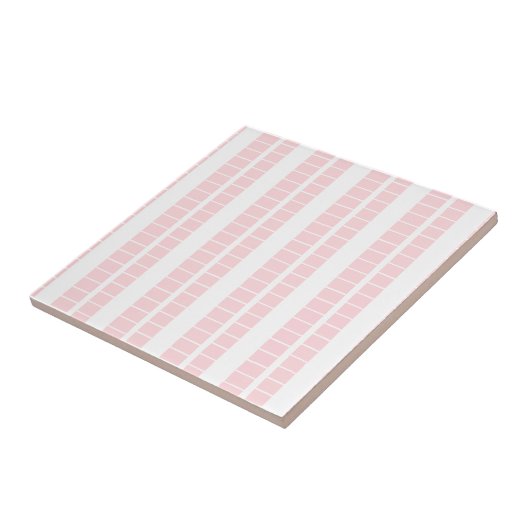 Carreau de céramique rose et blanc rayé (Côté)