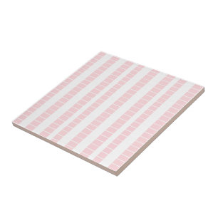 Carreau de céramique rose et blanc rayé
