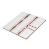 Carreau de céramique rose et blanc rayure noire or (Côté)