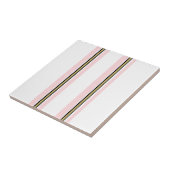 Carreau de céramique rose et blanc rayure noire or (Côté)