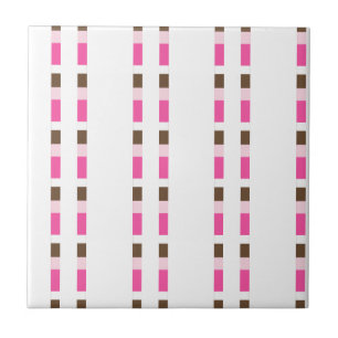 Carreau de céramique rose marron blanc rayé