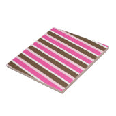 Carreau de céramique rose marron blanc rayé (Côté)