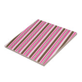 Carreau de céramique rose marron blanc rayé (Côté)