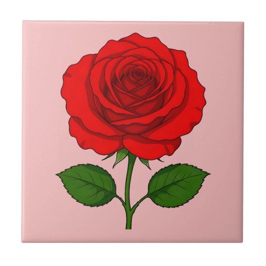 Carreau de céramique Rose Rouge (Devant)
