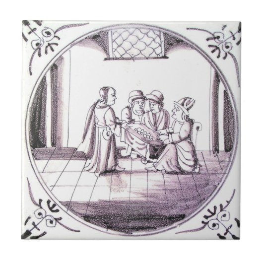 Carreau de céramique rouge de manganèse biblique (Devant)