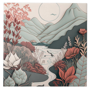 Carreau de céramique rouge et gris Sérénité Nature