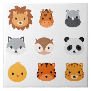 Carreau de céramique - Têtes de bébés animaux 3