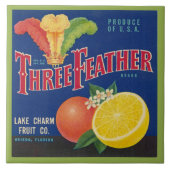 CARREAU DE CÉRAMIQUE - "Three Feather" - Étiquette (Devant)