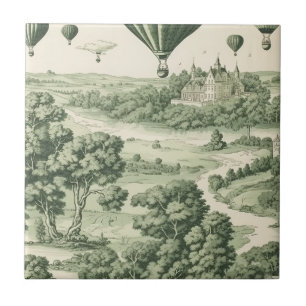 Carreau de céramique Toile de Jouy Montgolfière Ca