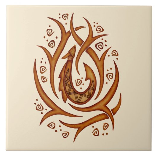 Carreau de céramique tribal hawaïen tropical (Devant)