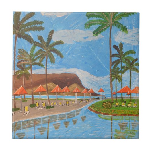 carreau de céramique Tropical Scene (Devant)