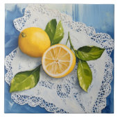 Carreau de céramique vintage citron dentelle charm (Devant)