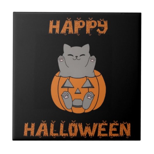 Carreau de chat d'Halloween (Devant)