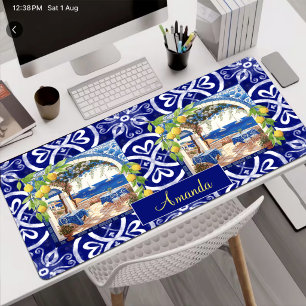 Carreau de Citron de Majolique Bleue Sicilienne