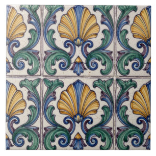Carreau de coquille et de volute coloré en azulejo