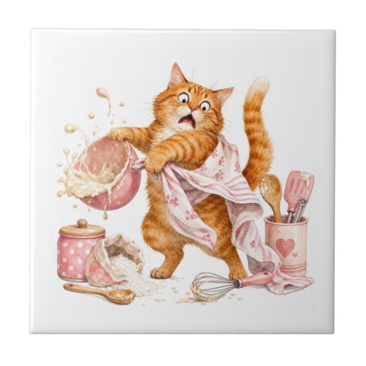 Carreau de cuisine chat drôle (Devant)