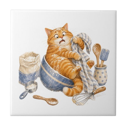 Carreau de cuisine chat drôle (Devant)