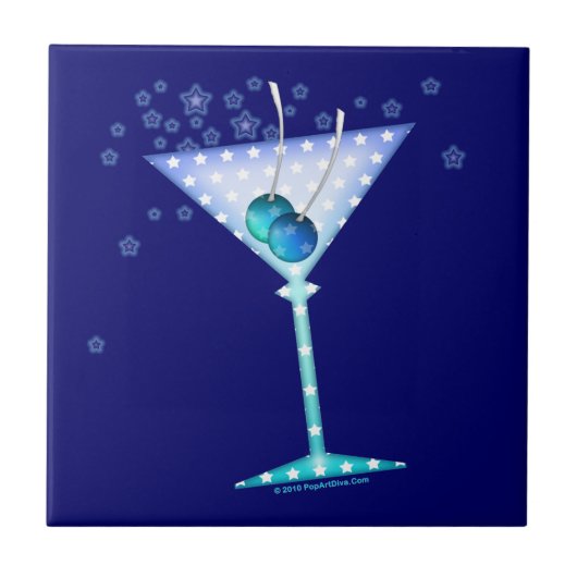 Carreau de dessous de verre BLUE MARTINI (Devant)