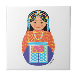 Carreau de fille tibétaine Matryoshka
