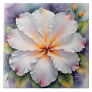 carreau de fleur d'hibiscus blanc