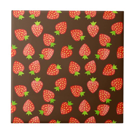 Carreau De fraise de fruit de motif brun ou coutume assez (Devant)