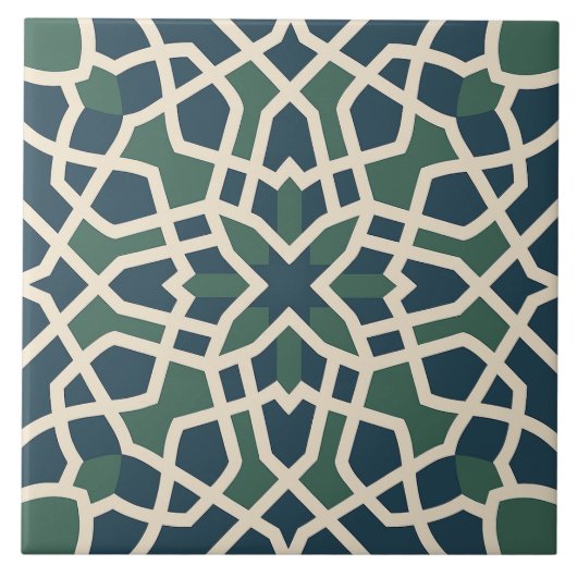 Carreau de géométrie bleu et vert du labyrinthe an (Devant)