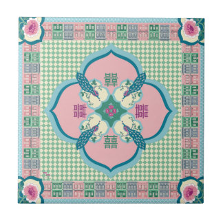 Carreau de la double félicité du paon Peranakan –