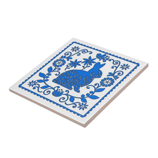 Carreau de lapin bleu, ajouter le texte Carreau (Côté)