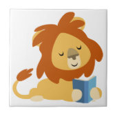 Carreau de lion de dessin animé de lecture mignon (Devant)