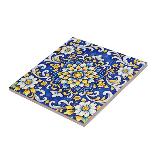 Carreau de médaillon Cobalt Bloom (Côté)