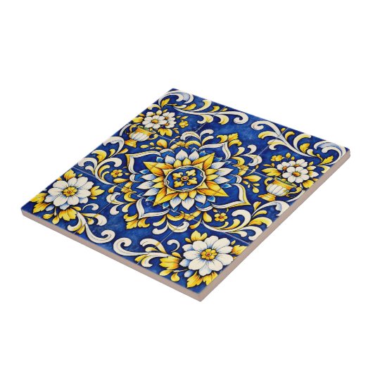 Carreau de médaillon de vase cobalt (Côté)