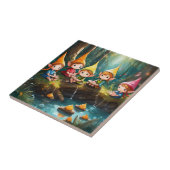 Carreau De mignons petits elfes dans la rivière (Côté)