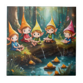 Carreau De mignons petits elfes dans la rivière (Devant)
