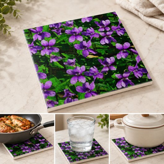 Carreau de mosaïque de la violette de bois, fleur