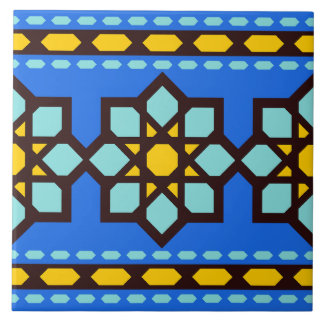 Carreau de motif géométrique islamique bleu