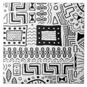 Carreau de motif tribal blanc noir (Devant)