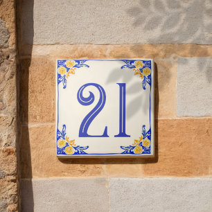 Carreau de numéro de maison en céramique au citron