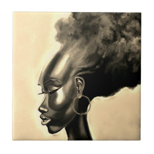 Carreau de peinture de femme africaine jolie